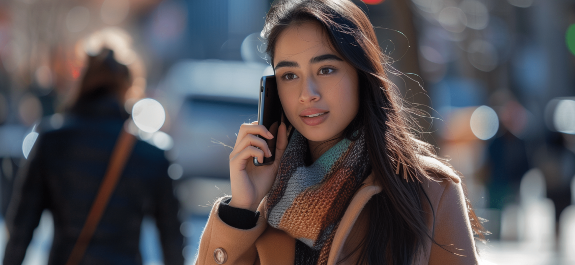 Woman on phone talking to her long distance partner